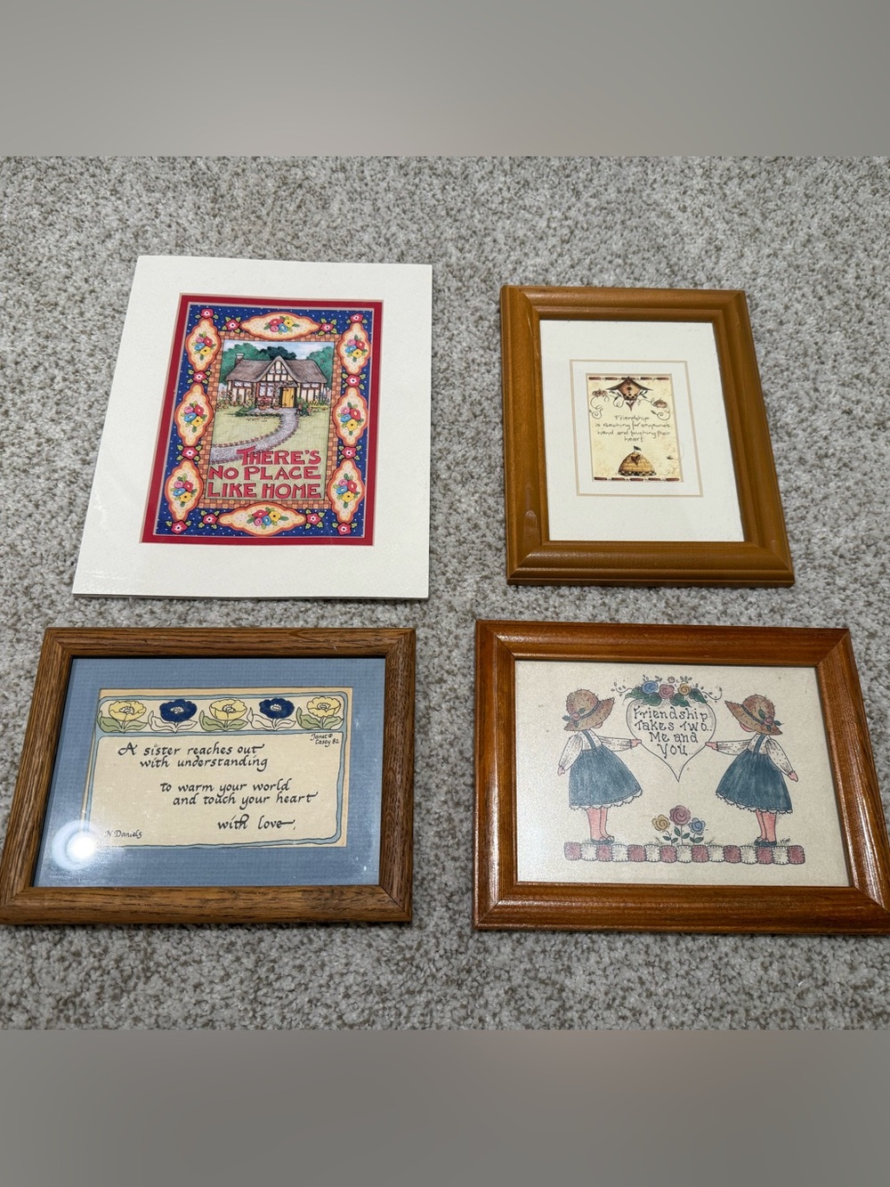 Vintage Cottagecore Framed Art Prints Sisterhood Friendship House Blessing Set